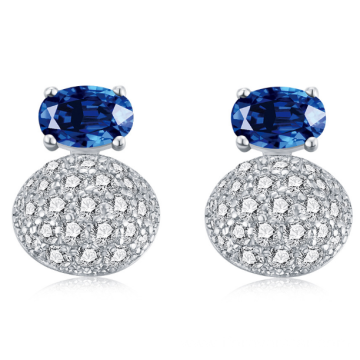 hot sale Sapphire CZ 925 silver earring women